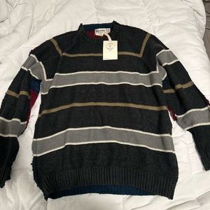 NWT urban renewal vintage spliced striped oversized  crewneck sweater